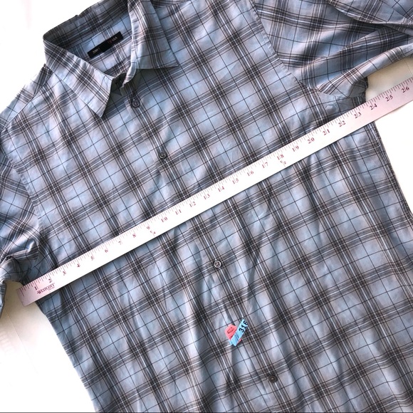 John Varvatos shirt button down blue plaid long sleeve men’s size XL - Picture 9 of 9